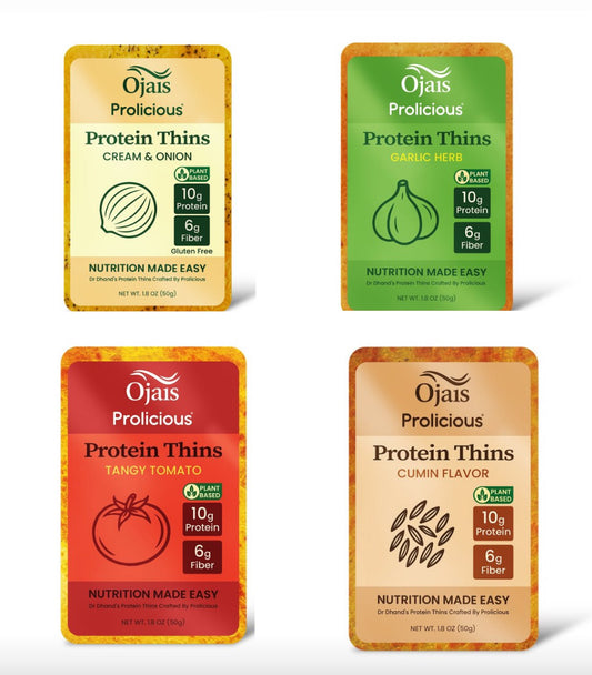 PROTEIN THINS- MIXED FLAVORS- 6 PACKETS (CREAM & ONION, GARLIC HERB, CUMIN, TANGY TOMATO) PRE-ORDER, AVAILABLE OCTOBER 25th