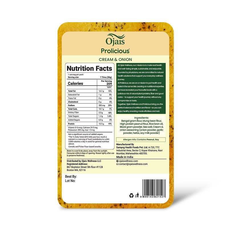 PROTEIN THINS CREAM & ONION- 6 PACKETS (PRE-ORDER, AVAILABLE OCTOBER 25th)